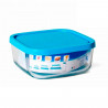 Tradineur - Fiambrera cuadrada de cristal con tapa de plástico, contenedor para alimentos de vidrio, 100 cl, 15 x 15 x 6,5 cm