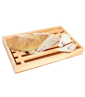 Tradineur - Tabla para cortar pan de madera con recogemigas y rejilla extraíble, madera natural, cocina - 32 x 22 x 2,5 cm