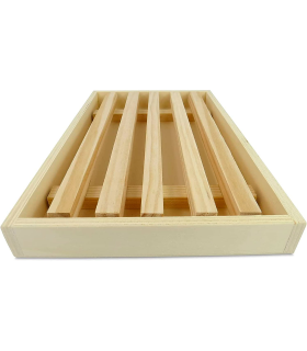 Tradineur - Tabla para cortar pan de madera con recogemigas y rejilla extraíble, madera natural, cocina - 32 x 22 x 2,5 cm