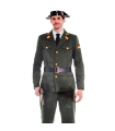 Disfraz de antiguo guardia civil de color verde para jóvenes y adultos para carnaval, halloween, celebraciones, talla S.