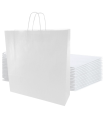 Tradineur - Pack de 50 bolsas de papel de celulosa, incluyen asas, biodegradables, regalos, tiendas, comercios (Blanco - XL - 46 x 40 x 18 cm)