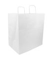 Tradineur - Pack de 50 bolsas de papel de celulosa, incluyen asas, biodegradables, regalos, tiendas, comercios (Blanco - XL - 46 x 40 x 18 cm)