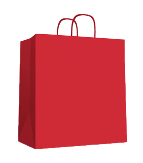 Tradineur - Pack de 50 bolsas de papel de celulosa, incluyen asas, biodegradables, regalos, tiendas, comercios (Rojo - XL - 46 x 40 x 18 cm)