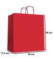 Tradineur - Pack de 50 bolsas de papel de celulosa, incluyen asas, biodegradables, regalos, tiendas, comercios (Rojo - XL - 46 x 40 x 18 cm)