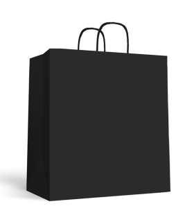 Tradineur - Pack de 50 bolsas de papel de celulosa, incluyen asas, biodegradables, regalos, tiendas, comercios (Negro - XL - 46 x 40 x 18 cm)