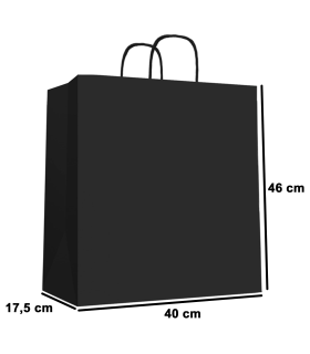 Tradineur - Pack de 50 bolsas de papel de celulosa, incluyen asas, biodegradables, regalos, tiendas, comercios (Negro - XL - 46 x 40 x 18 cm)