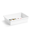 Tradineur - Bandeja rectangular pequeña para frigorífico, blanca, capacidad 1.65 litros, 6 x 19 x 26 cm.