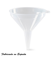 Tradineur - Embudo de plástico transparente, llenar botes, tarros, botellas, incluye agujero para colgarlo, resistente y duradero, fabricado en España, Ø 8 cm