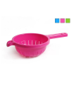 Escurridor de plástico con mango, diámetro 19 cm, colador de cocina para escurrir verduras, fruta, pasta, arroz, con agujero para colgarlo, color aleatorio