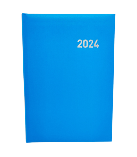 Tradineur - Agenda 2024, modelo Roma, tapa acolchada, vista día página, enero a diciembre, cinta marcapáginas, planificador anual de tareas, citas (Azul claro, 21 x 15 cm)