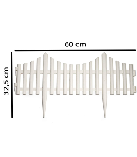 Tradineur - Valla de plástico decorativa de jardín - Borde para cespéd, plantas, flores, decoración de exterior - N.º 5 - 32,5 x 60 x 0,7 cm - Color Blanco