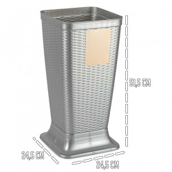 Tradineur - Paragüero de plástico - Estilo Rattan - Soporte para paraguas cuadrado para entrada de oficinas, negocios, hogar - 5