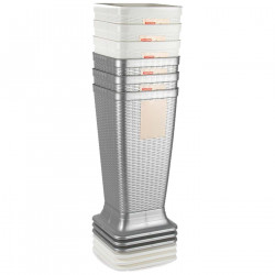 Tradineur - Paragüero de plástico - Estilo Rattan - Soporte para paraguas cuadrado para entrada de oficinas, negocios, hogar - 5