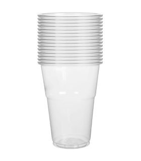 Tradineur - Pack de 15 vasos reutilizables de plástico, 100% reciclables, extra resistentes, higiénicos, apilables, 10,3 x 8,3 cm, 350 ml