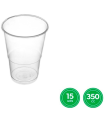 Tradineur - Pack de 15 vasos reutilizables de plástico, 100% reciclables, extra resistentes, higiénicos, apilables, 10,3 x 8,3 cm, 350 ml