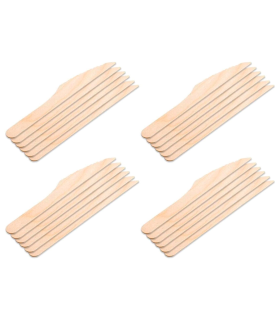 Tradineur - 16 paquetes de 12 cuchillos de madera biodegradables, reciclables, extra resistentes, producto orgánico natural - 16 cm - Total 192 uds