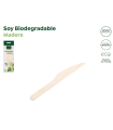 Tradineur - 16 paquetes de 12 cuchillos de madera biodegradables, reciclables, extra resistentes, producto orgánico natural - 16 cm - Total 192 uds