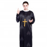 Tradineur - Disfraz de cura color negro con crucifijo como colgante para jóvenes y adultos para carnaval, halloween, talla L