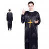 Tradineur - Disfraz de cura color negro con crucifijo como colgante para jóvenes y adultos para carnaval, halloween, talla L