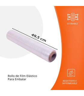 Tradineur - Film elástico para paletizar, embalar, protector extensible de embalaje para mudanzas, almacenes, maletas de viaje, manualidades (Transparente, 1,41 kg de plástico + 0,1 kg de tubo)