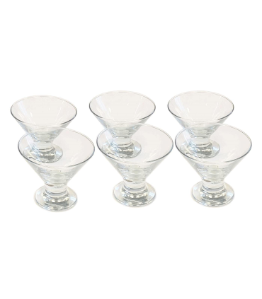 Tradineur - Pack de 6 copas de helado de 165 ml y de 10,5 de diámetro y 8,5 cm de alto. Set de 6 vasos para postres con estilo elegante. Juego de 6 recipientes para servir sobremesas.