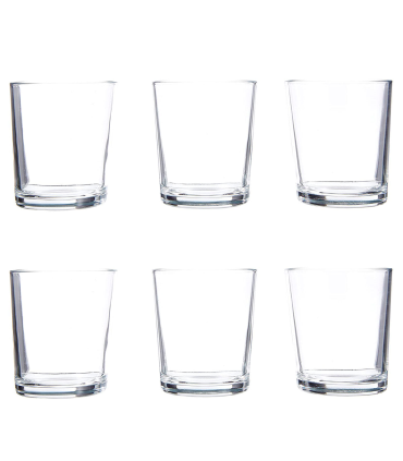 Tradineur - Set de 6 vasos de cristal 295 ml, modelo París, juego de vasos clásicos para agua, bebidas, 8 x 9 cm, resistentes, ligeros, aptos para lavavajillas