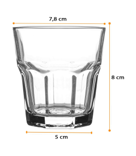 Tradineur - Juego de 6 vasos de cristal, modelo Aras, resistentes, base gruesa, servir agua, licores, bebidas, fiestas, uso diario (200 ml, 8 cm)