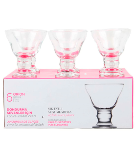 Tradineur - Set de 6 copas de helado, cristal liso, modelo orion, diseño sofisticado y elegante, postres, cócteles, aptas para lavavajillas (250 ml, 11 cm)