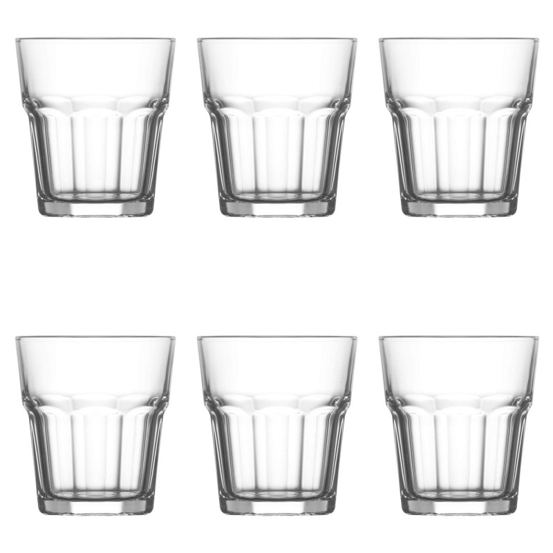 Tradineur - Set de 6 vasos de cristal, modelo Aras, resistentes, base gruesa, servir agua, licores, bebidas, fiestas, uso diario Tradineur - Set de 6 vasos de cristal, modelo Aras, resistentes, base gruesa, servir agua, licores, bebidas, fiestas, uso diario