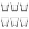 Tradineur - Set de 6 vasos de cristal, modelo Aras, resistentes, base gruesa, servir agua, licores, bebidas, fiestas, uso diario