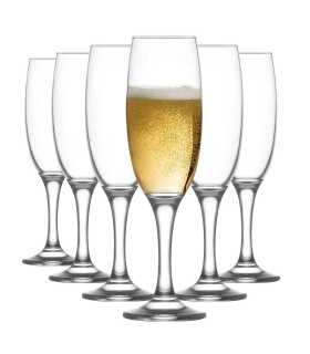 Tradineur - Set de 6 copas de cava de cristal, modelo empire, champán, cócteles, resistentes, aptas para lavavajillas, celebraciones (220 ml, 21 cm)