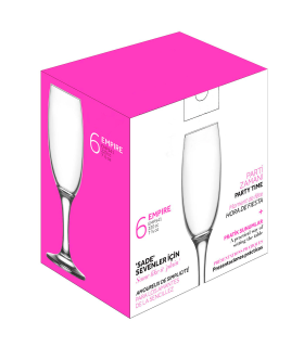 Tradineur - Set de 6 copas de cava de cristal, modelo empire, champán, cócteles, resistentes, aptas para lavavajillas, celebraciones (220 ml, 21 cm)