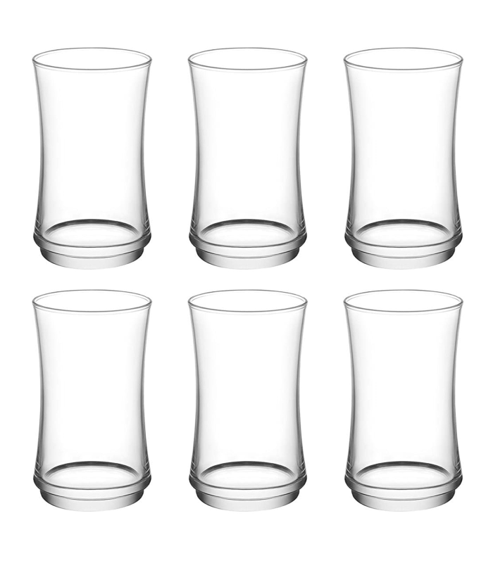 Tradineur - Set de 6 vasos de cristal, modelo Lune, base gruesa, servir cócteles, refrescos, resistentes, aptos para lavavajillas (365 ml, 13 x 7,5 cm)