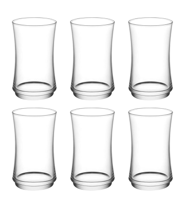 Tradineur - Set de 6 vasos de cristal, modelo Lune, base gruesa, servir cócteles, refrescos, resistentes, aptos para lavavajillas (365 ml, 13 x 7,5 cm)