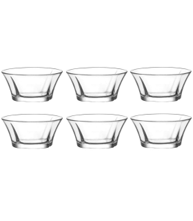 Tradineur - Set de 6 boles de cristal, modelo Truva, cuencos para servir aperitivos, postres, resistentes, aptos para lavavajillas (310 ml, 12 x 5,5 cm)