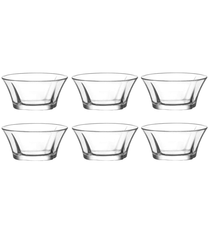 Tradineur - Set de 6 boles de cristal, modelo Truva, cuencos para servir aperitivos, postres, resistentes, aptos para lavavajillas (310 ml, 12 x 5,5 cm)