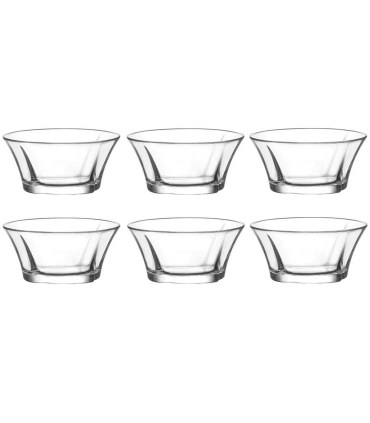 Tradineur - Set de 6 boles de cristal, modelo Truva, cuencos para servir aperitivos, postres, resistentes, aptos para lavavajillas (310 ml, 12 x 5,5 cm)