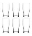 Tradineur - Set de 6 vasos de cerveza "Belek", cristal con base gruesa, resistentes, aptos para lavavajillas, bebidas, refrescos, 13,7 x 6,9 cm, 375 ml