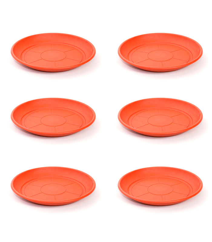 Pack de 6 platos de plástico de color marrón para macetas de 30/40 cm "mediterránea". Set de 6 bandejas redondas para tiestos válidas para interior o exterior. Juego de 6 piezas para jardinería