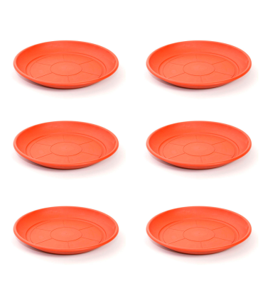 Pack de 6 platos de plástico de color marrón para macetas de 30/40 cm "mediterránea". Set de 6 bandejas redondas para tiestos válidas para interior o exterior. Juego de 6 piezas para jardinería