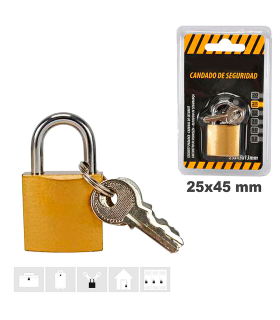 Tradineur - Pack de 4 candados de latón con llaves, arco de acero cromado, máxima seguridad, taquillas, gimnasio, maleta, armario, puertas, interior y exterior, 25 x 45 mm