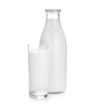 Tradineur - Botella de cristal para leche, botella para bebidas con tapa de rosca, batidos, zumos, licuados de verduras, salsas, frigorífico (Tapa blanca, 1 litro)