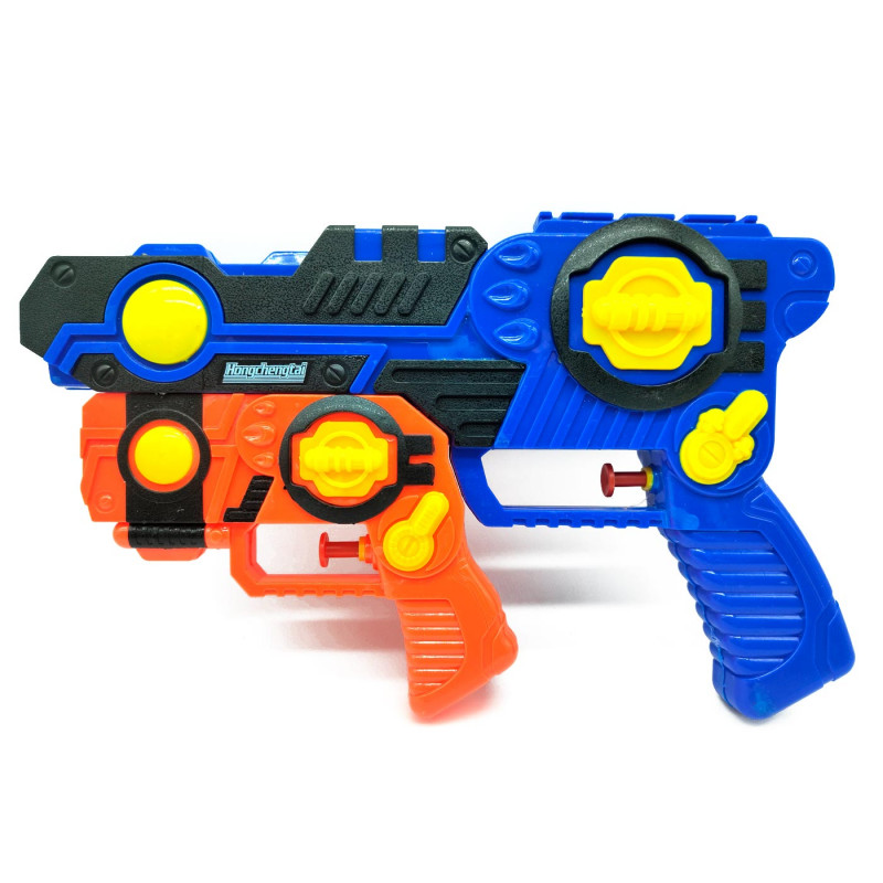 Tradineur - Pistolas de agua doble, dos pistolas de agua en una, Para mayores de 3 años, 16,5 x 25,5 x 4,5 cm, Color Surtido. Tradineur - Pistolas de agua doble, dos pistolas de agua en una, Para mayores de 3 años, 16,5 x 25,5 x 4,5 cm, Color Surtido.