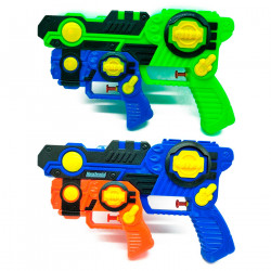 Tradineur - Pistolas de agua doble, dos pistolas de agua en una, Para mayores de 3 años, 16,5 x 25,5 x 4,5 cm, Color Surtido.