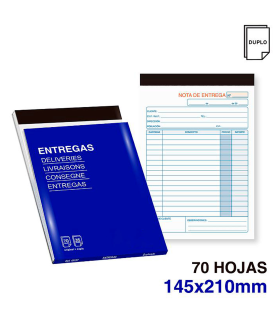 Tradineur - Pack de 6 talonarios de notas de entrega, 70 hojas, 35 juegos original + copia, autocopiativas, matriz de corte y tapas de cartón (Tamaño A5 - 145 x 210 mm)