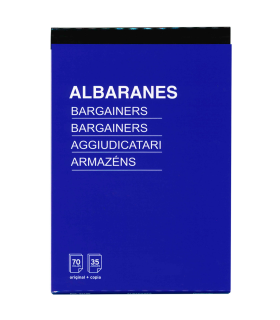 Tradineur - Pack de 6 talonarios de albaranes, 70 hojas, 35 juegos original + copia, autocopiativas, matriz de corte y tapas de cartón (Tamaño A5 - 145 x 210 mm)