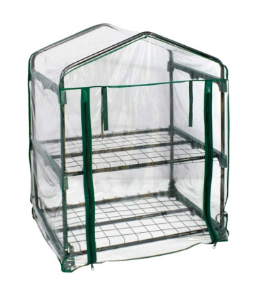 Tradineur - Mini invernadero de acero y PVC, puerta enrollable, cubierta para plantas, cultivos, portátil, interior y exterior, jardín - 69 x 49 x 95 cm