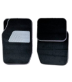 Tradineur - Set de 4 alfombrillas de terciopelo universales para coche, alfombras delanteras y traseras con goma flexible para vehículos, negro y gris, modelo aleatorio