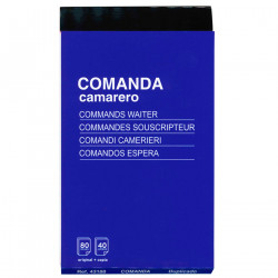 Tradineur - Pack de 12 talonarios comandas camarero, 80 hojas, 40 juegos original + copia, autocopiativo, matriz de corte y tapa