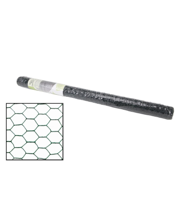 Tradineur - Rollo de malla metálica galvanizada hexagonal de color Verde,  1 x 5 m, valla, cierre de alambre, mallado 19 x 19 mm, ideal para cercar jardines, gallineros, finca, alta resistencia